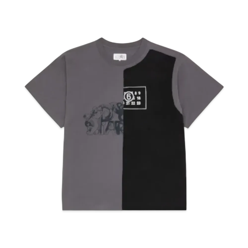 MM6 Maison Margiela Women's Splice Cotton Jersey T-Shirt "Grey"