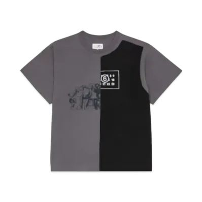 MM6 Maison Margiela Women's Splice Cotton Jersey T-Shirt "Grey"