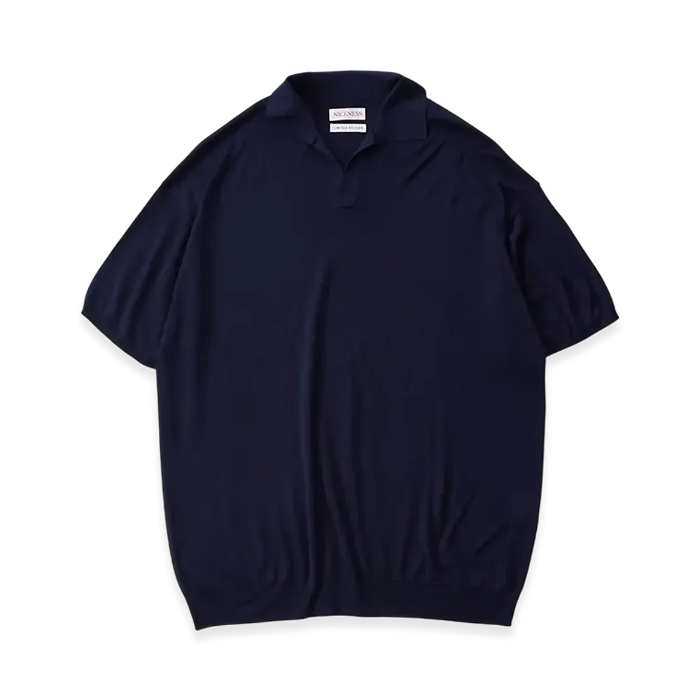 NICENESS S.Antoine Silk Skipper Polo Shirt "Darknavy"