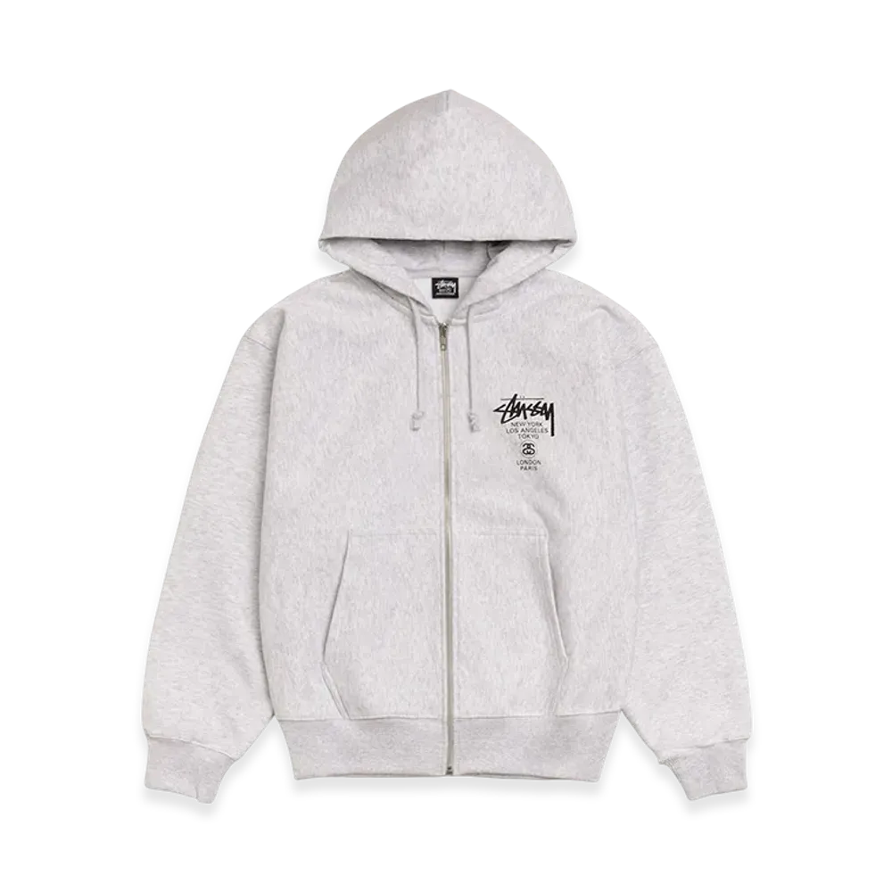 Stussy World Tour Zip Hoodie (2025/2026) "Ash Heather"