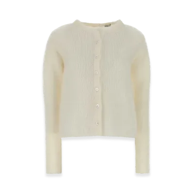 LOEWE Women's Ivory Stretch Mohair Blend Cardigan "White"