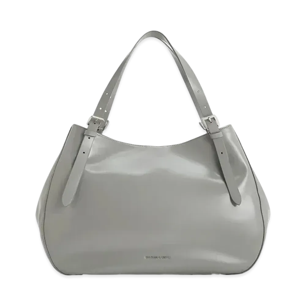 CHARLES & KEITH Buckle Strap Slouchy Tote Bag "Grey"