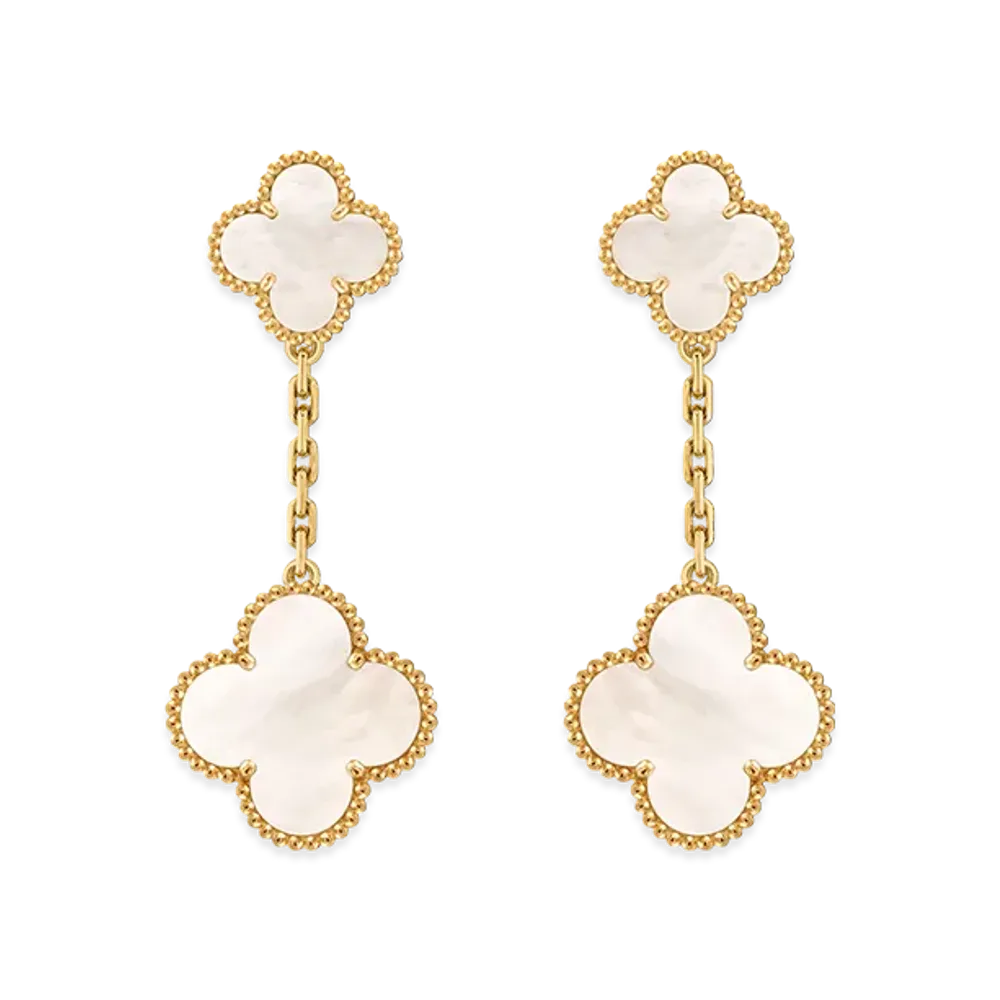 Van Cleef & Arpels Magic Alhambra earrings 2 motifs "18K Yellow gold/Mother-of-pearl"