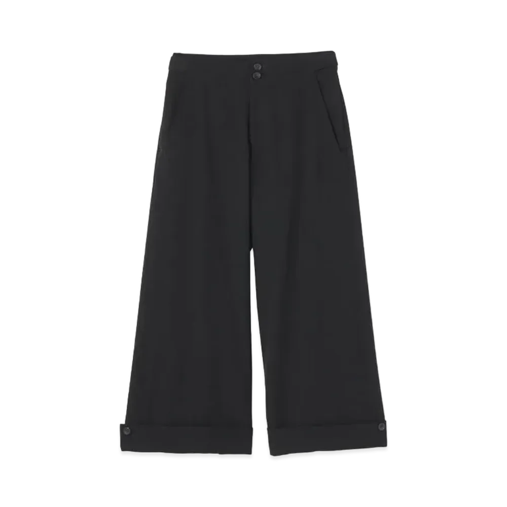 Yohji Yamamoto WOOL GABARDINE CENTER PRESS PANTS "Black"