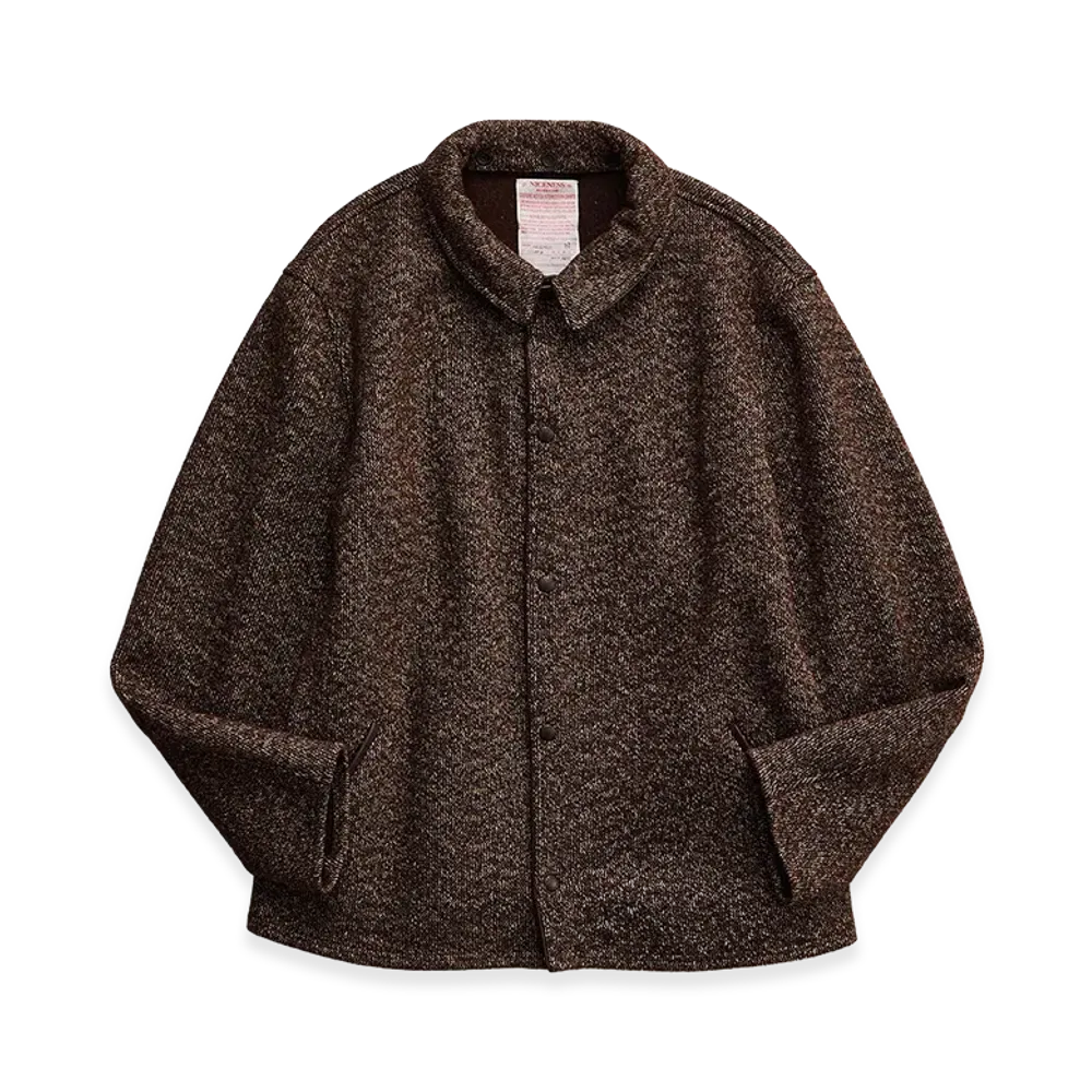 NICENESS Batt Kasuri Yarn Knitted Harbor Jacket "Brown"