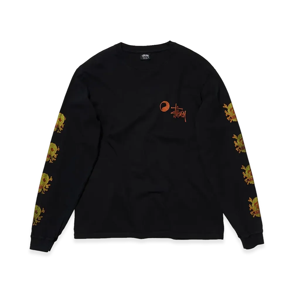 OUR LEGACY Work Shop x Stussy OL Skull Pig. Dyed Ls Tee "Overdyed Black"