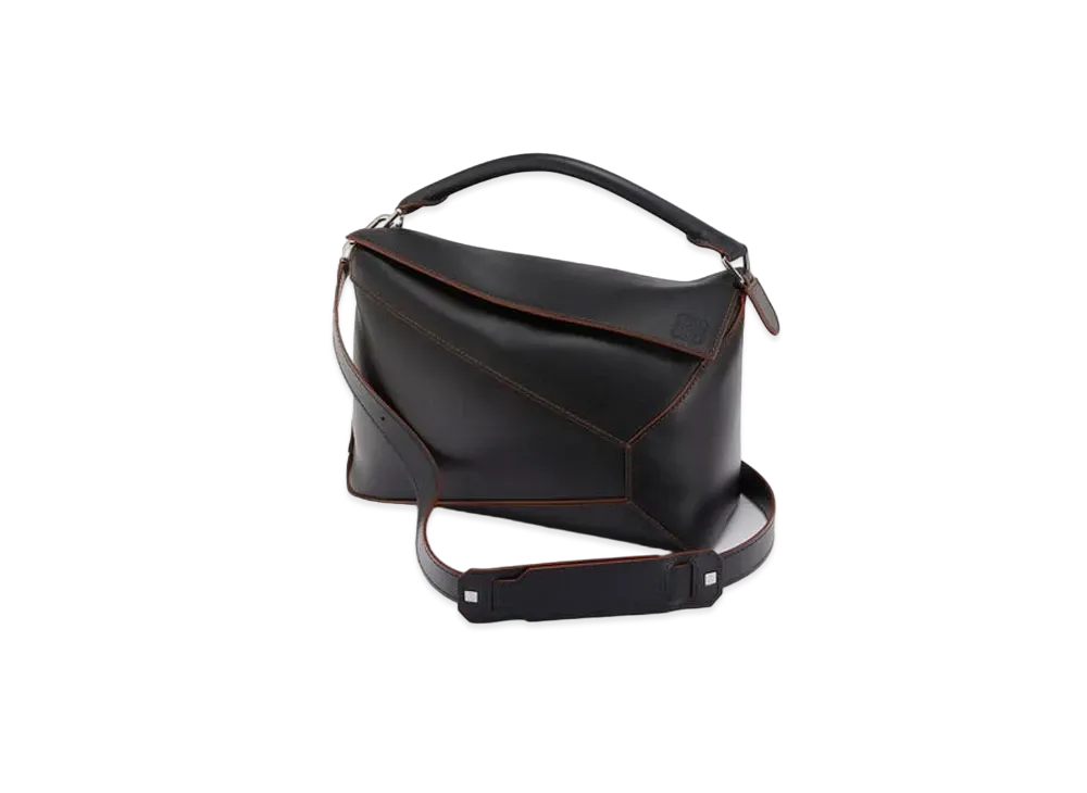 LOEWE Large Puzzle Edge Bag In Natural Calfskin "Black"