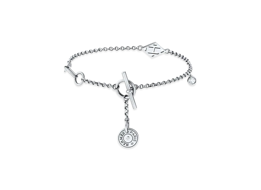 Hermes Gambade Bracelet "White Gold/2 Diamonds"