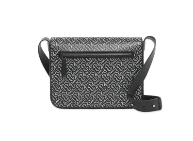 BURBERRY Small Monogram Printed Leather Messenger Bag "Black/White"