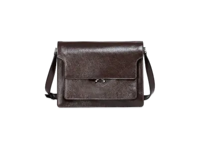 Marni Brown Calfskin Large Trunk Soft Bag "Black Earth"