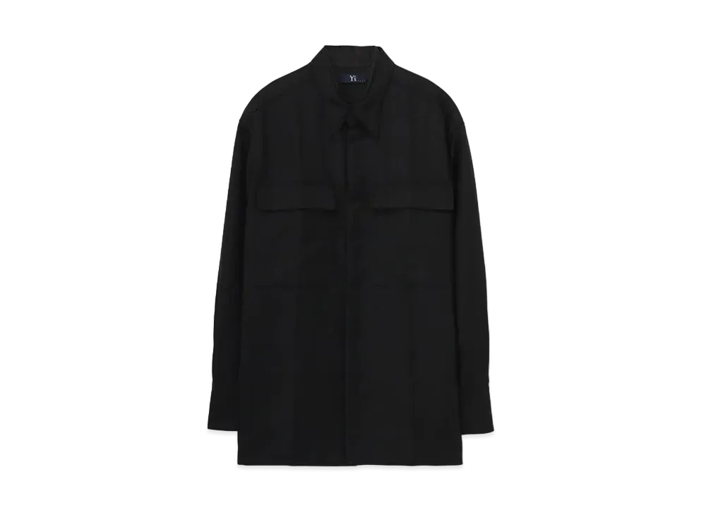 Yohji Yamamoto Y's WOOL HARD SERGE SHORT SLEEVE DOUBLE SHIRT "Black"