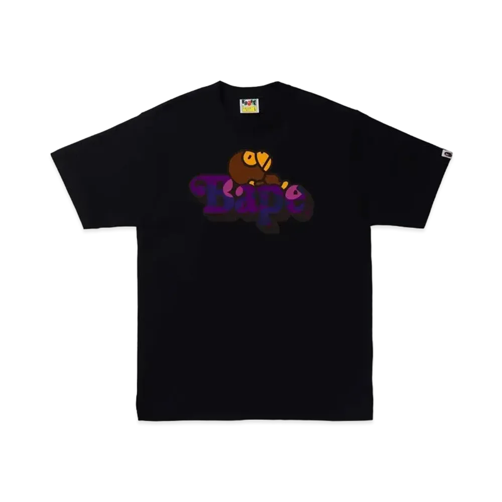 A BATHING APE COLOR CAMO MILO ON BAPE TEE "Black Purple"