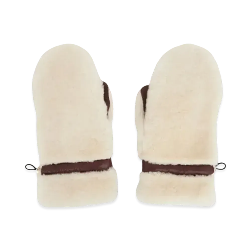Chloe Shearling Mittens "Beige/Brown"