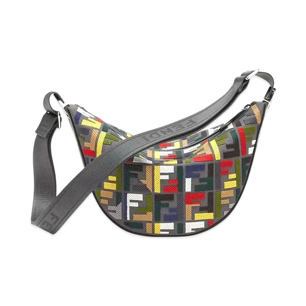 FENDI Small FF Fendi Melon Canvas Bag with FF Embroidery "Multi Color"