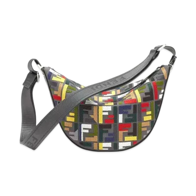 FENDI Small FF Fendi Melon Canvas Bag with FF Embroidery "Multi Color"