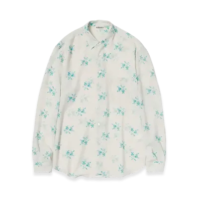 AURALEE Printed Airy Silk Georgette Shirt "Ivory White"