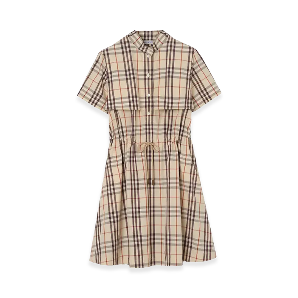 Burberry Women's Check Cotton Short-Sleeved Dress "Beige"