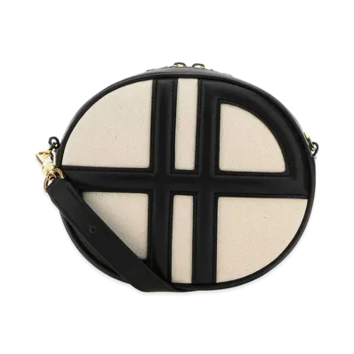 PATOU Women's Two-Tone Denim and Leather Le JP Shoulder Bag "Black"