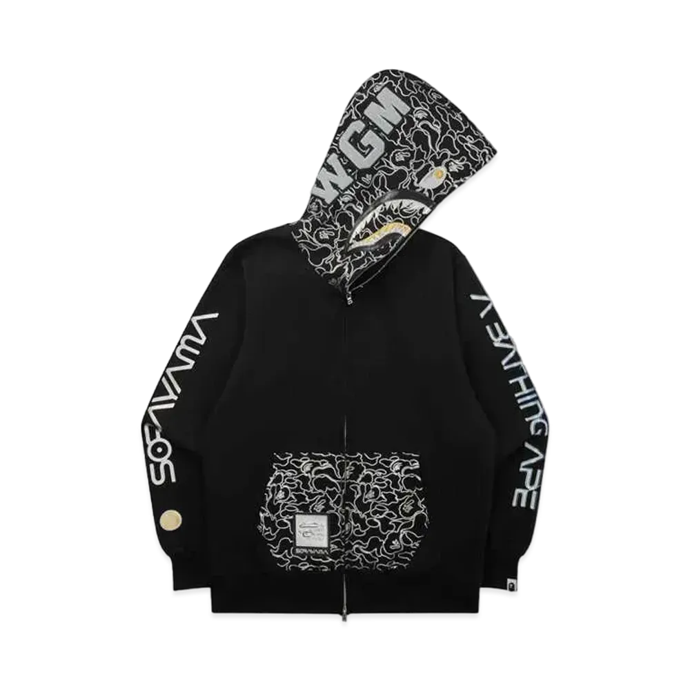 A BATHING APE X HAJIME SORAYAMA SHARK FULL ZIP HOODIE "Black"