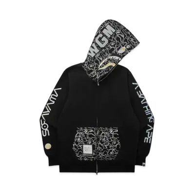 A BATHING APE X HAJIME SORAYAMA SHARK FULL ZIP HOODIE "Black"