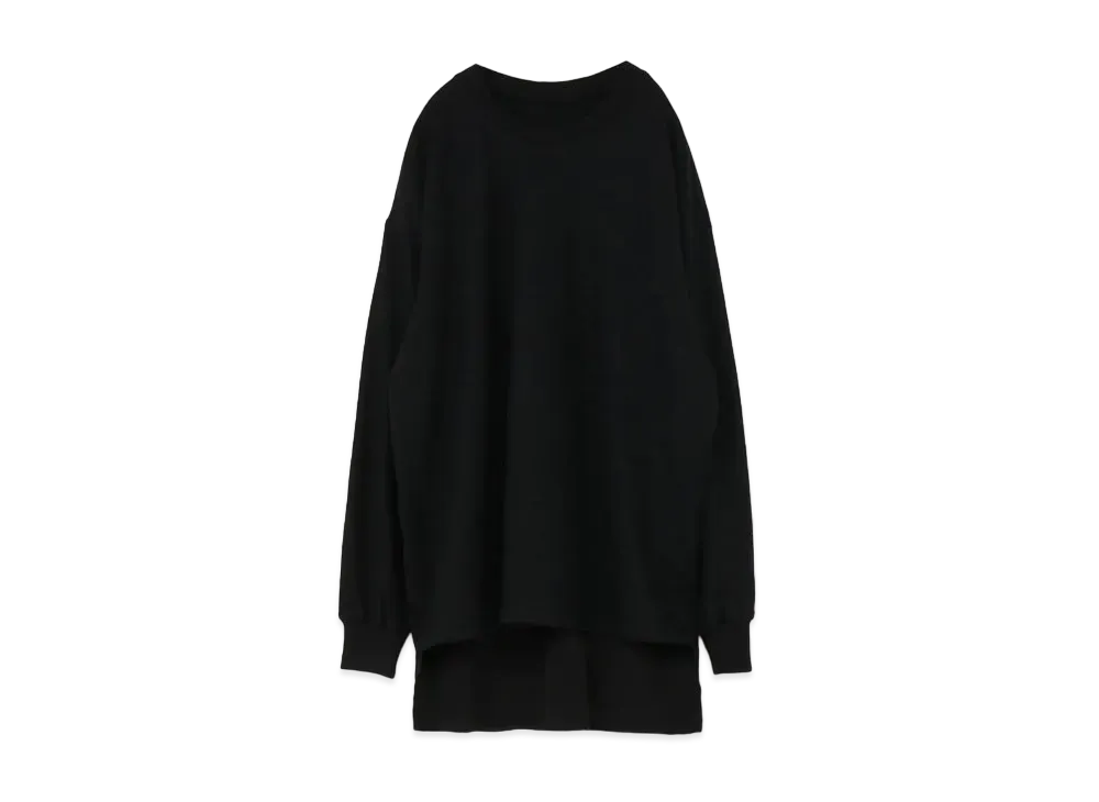 Yohji Yamamoto Y's MILLED PLAIN STICH CUT AND SEW COMBINATION BLOUSE "Black"