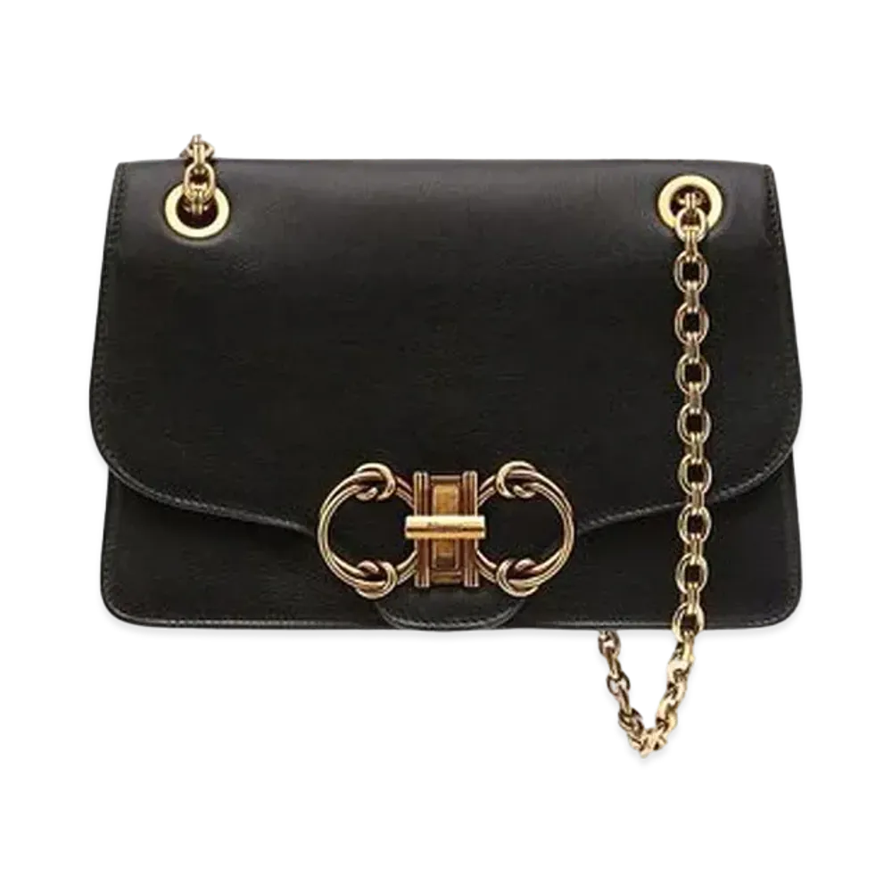 Salvatore Ferragamo Gancini Flap Bag (L) "Black"