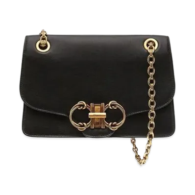 Salvatore Ferragamo Gancini Flap Bag (L) "Black"