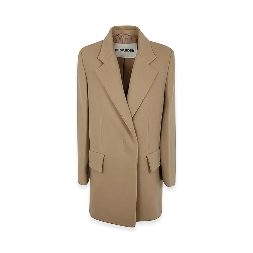 Jil Sander Women's Short Double Breasted Coat "Beige"