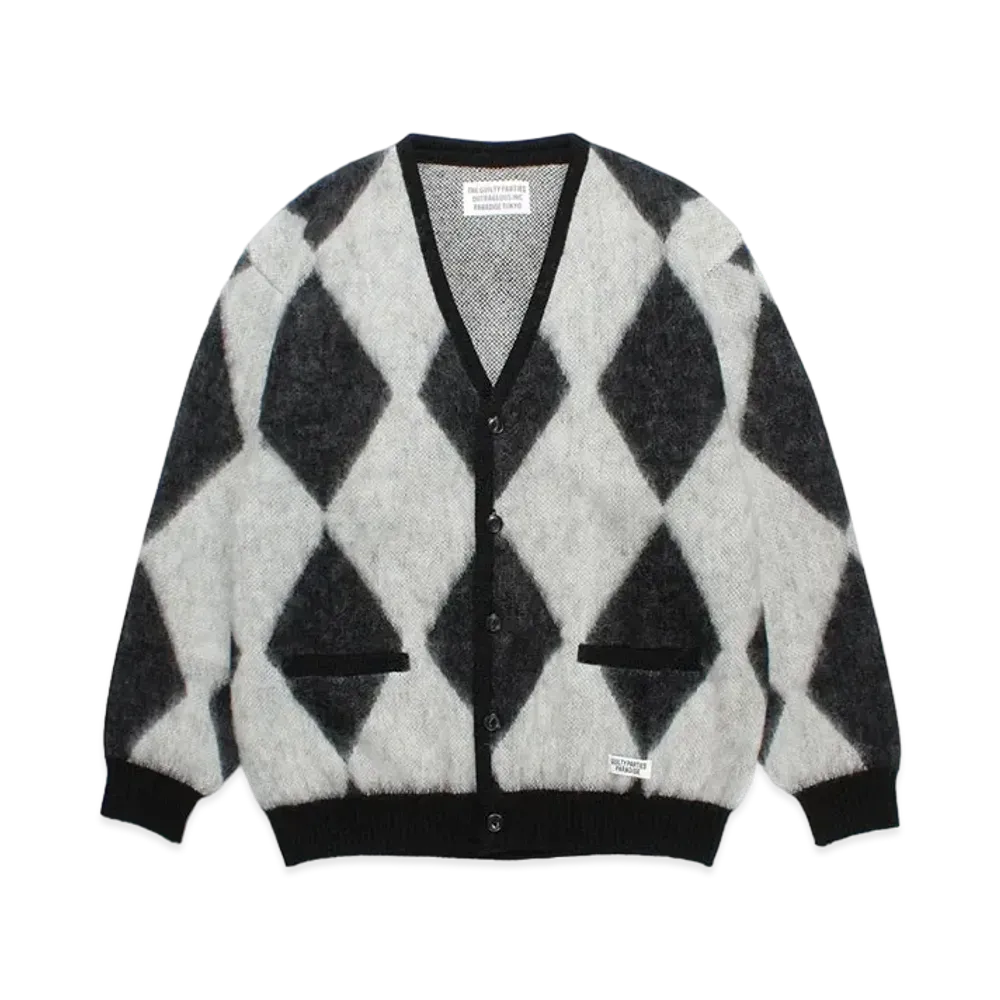 WACKO MARIA Diamond Mohair Knit Cardigan "White"