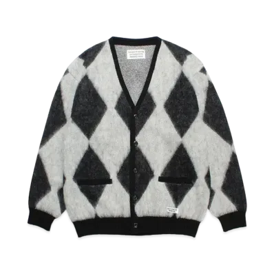 WACKO MARIA Diamond Mohair Knit Cardigan "White"