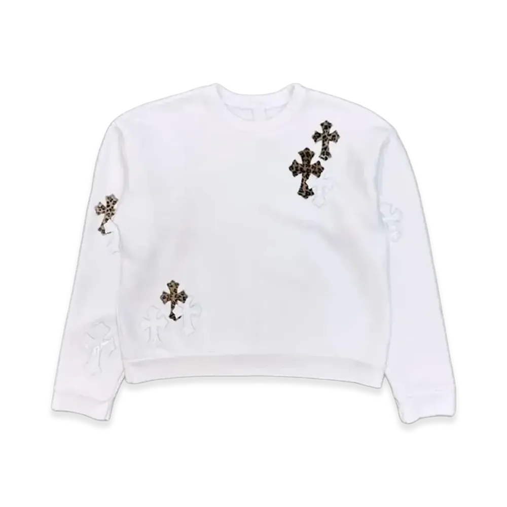 Chrome Hearts Leopard Cross Patch Sweatshirt "White"