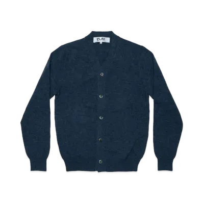 PLAY COMME des GARCONS Unisex V-Neck Cardigan With Small Emblem AX-N092-051 "Navy Blue"