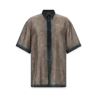 DRIES VAN NOTEN Silk Short Sleeve Shirt With Shaded Effect "Multicolor"