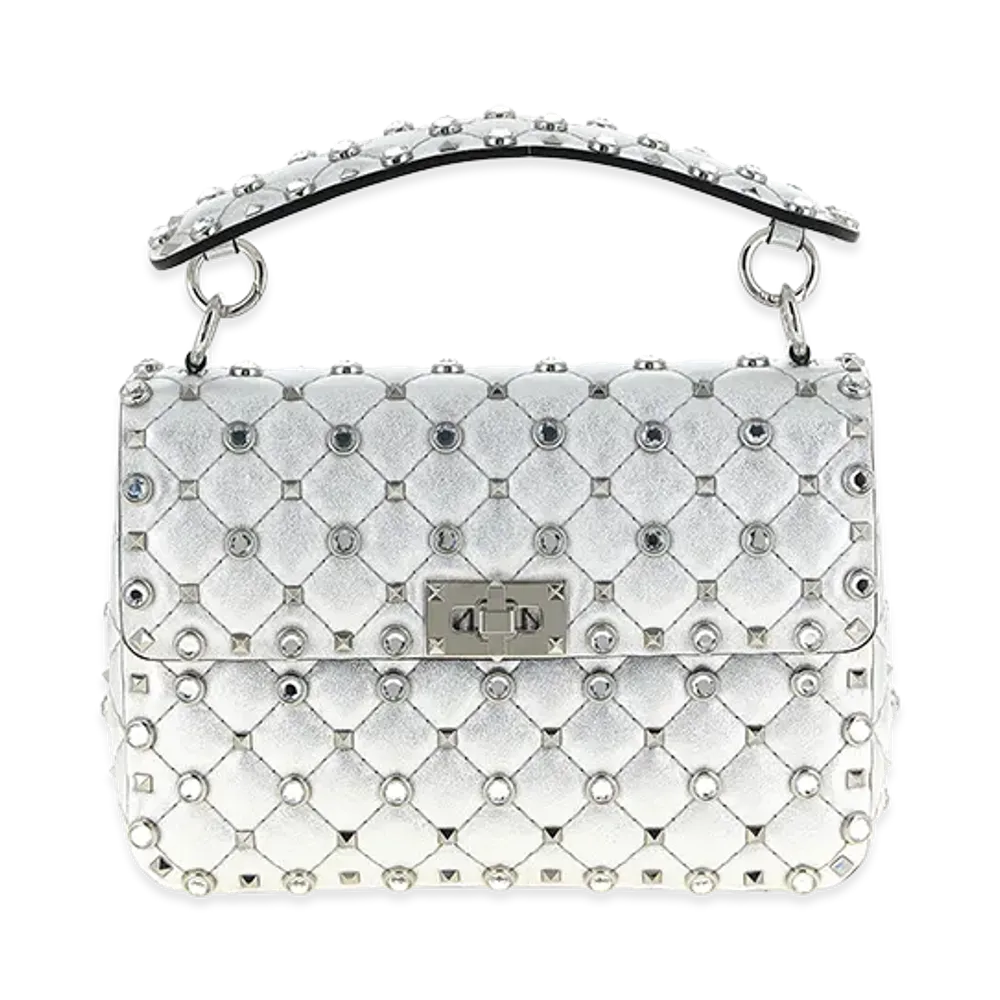 Valentino Garavani Women's Rockstud Spike Shoulder Bag "Silver"