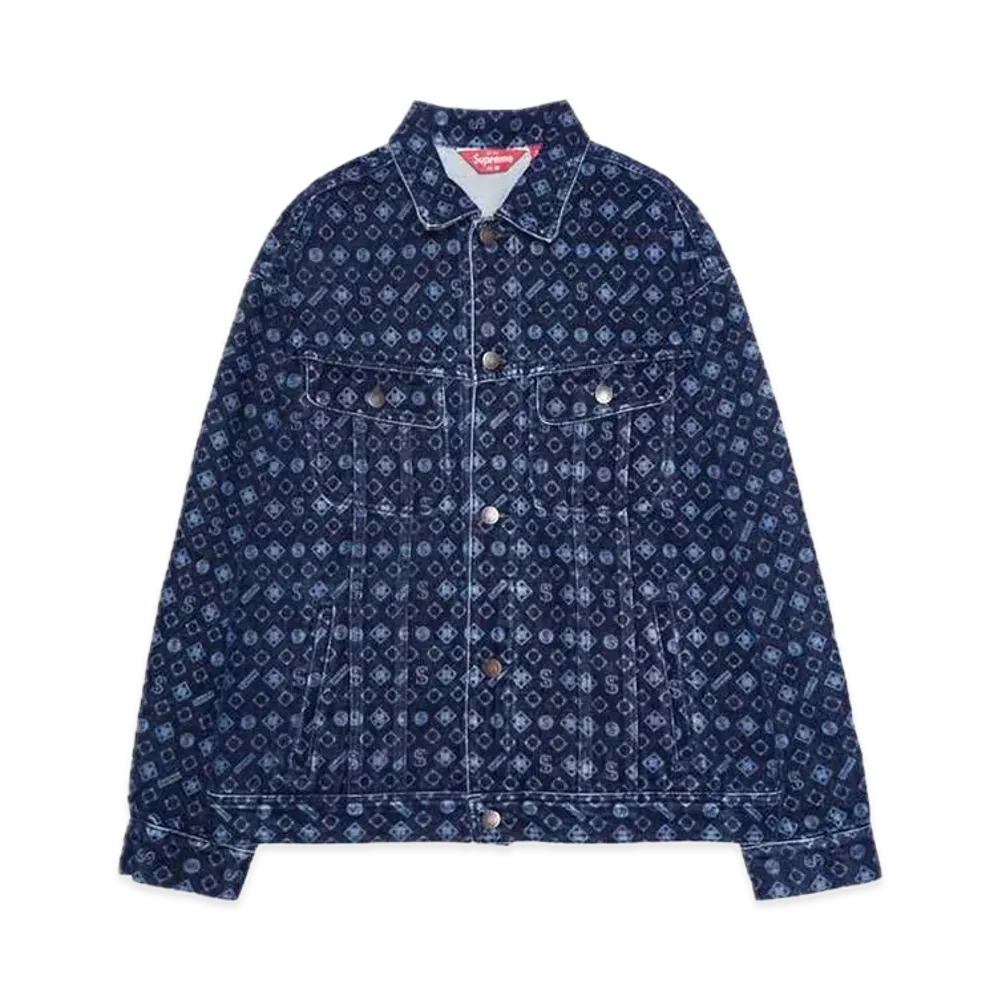 Supreme Flocked Denim Trucker Jacket "Blue"