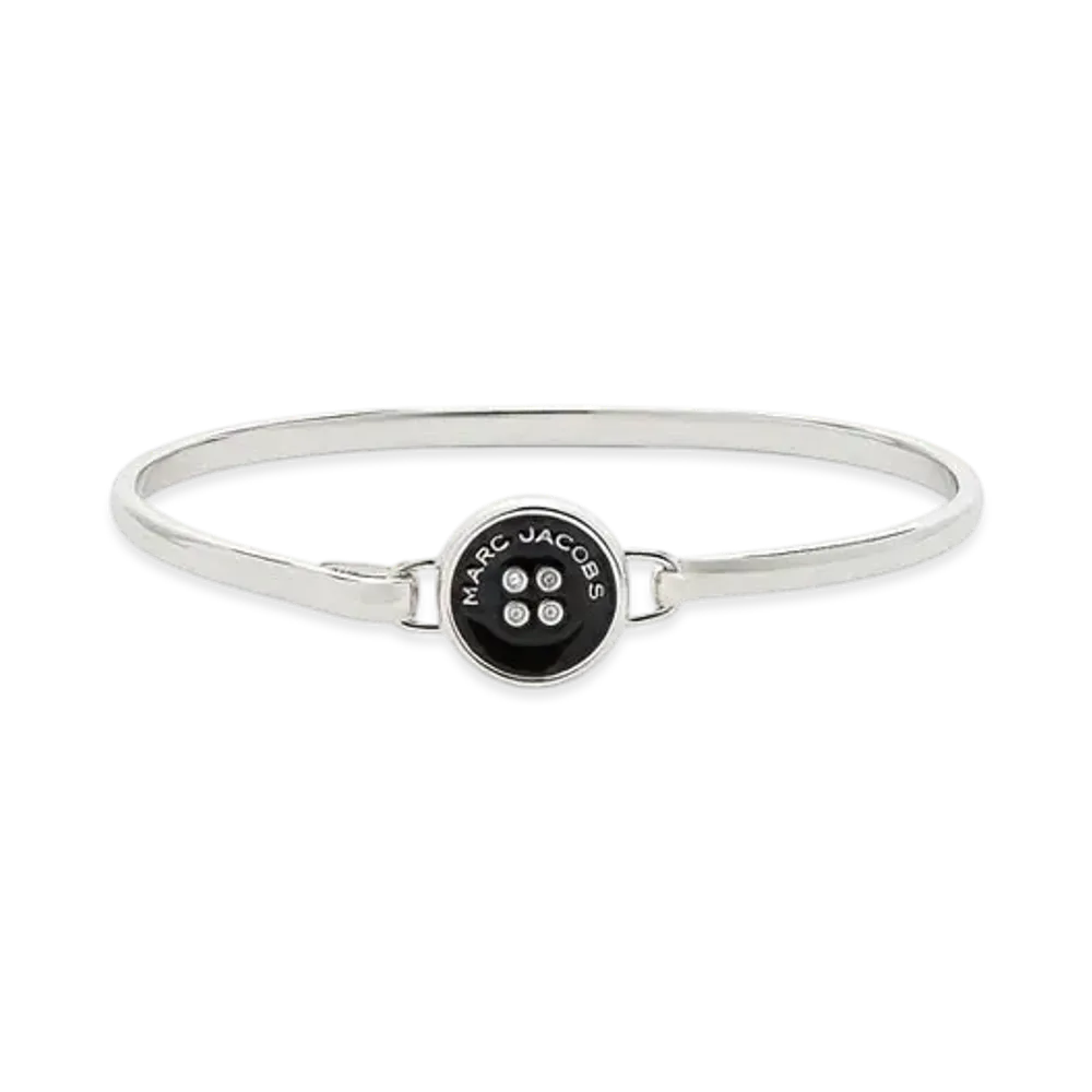 Marc Jacobs Button Enamel Hinge Bracelet "Silver/Black"