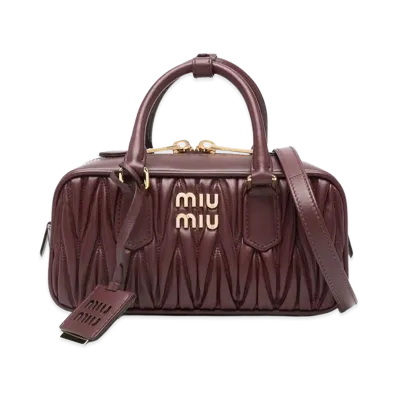 MIU MIU Women's Arcadie Regular Matelasse Nappa Leather Bag "Burgundy"