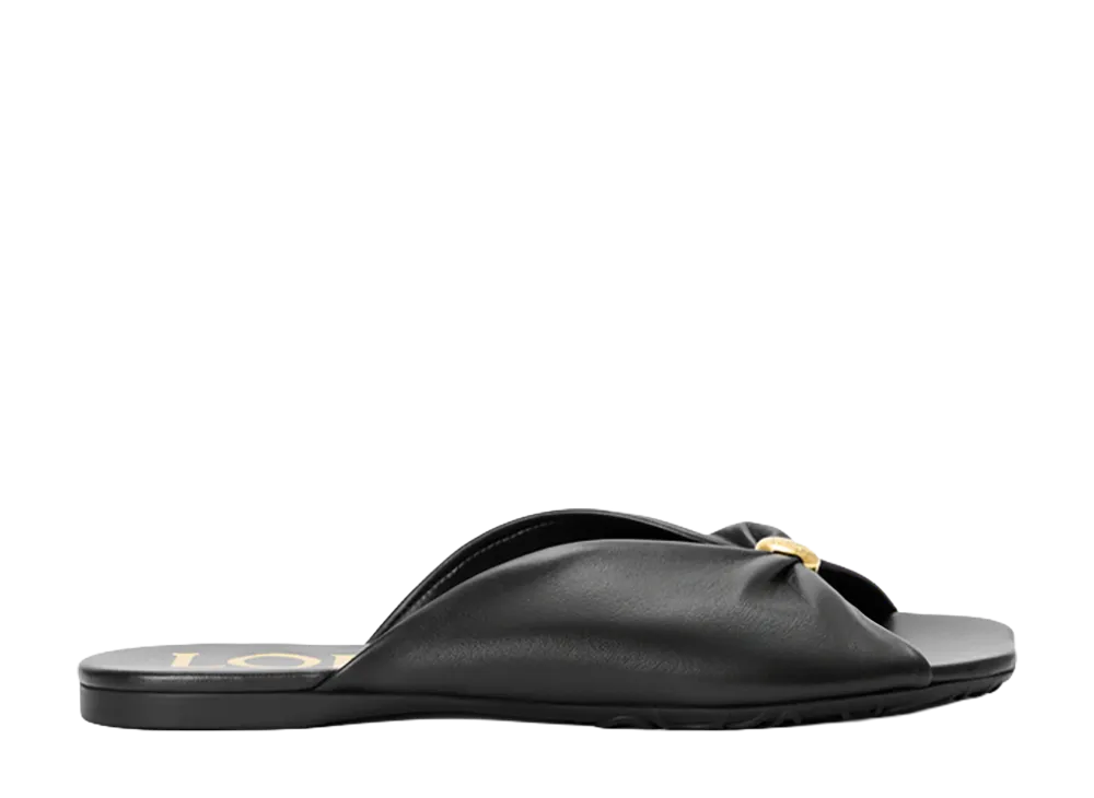 LOEWE Women's Pebble Soft Slide in Nappa Lambskin "Black"