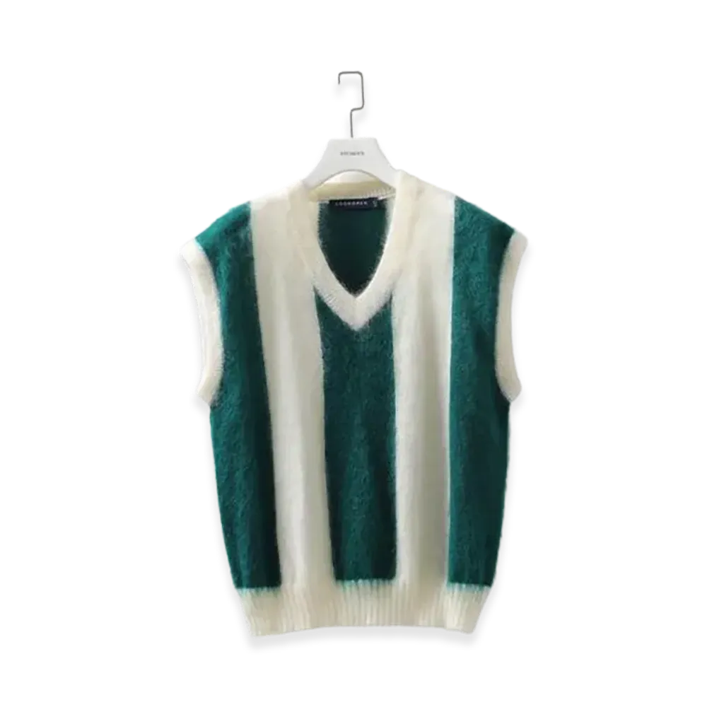 COGNOMEN Football Stripe Knit Vest "Green"