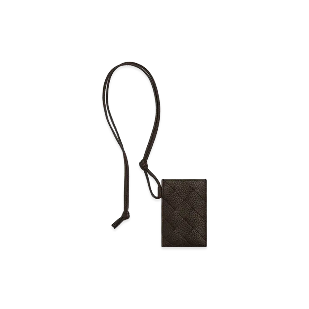 Bottega Veneta Intrecciato Badge Holder "Fondente"