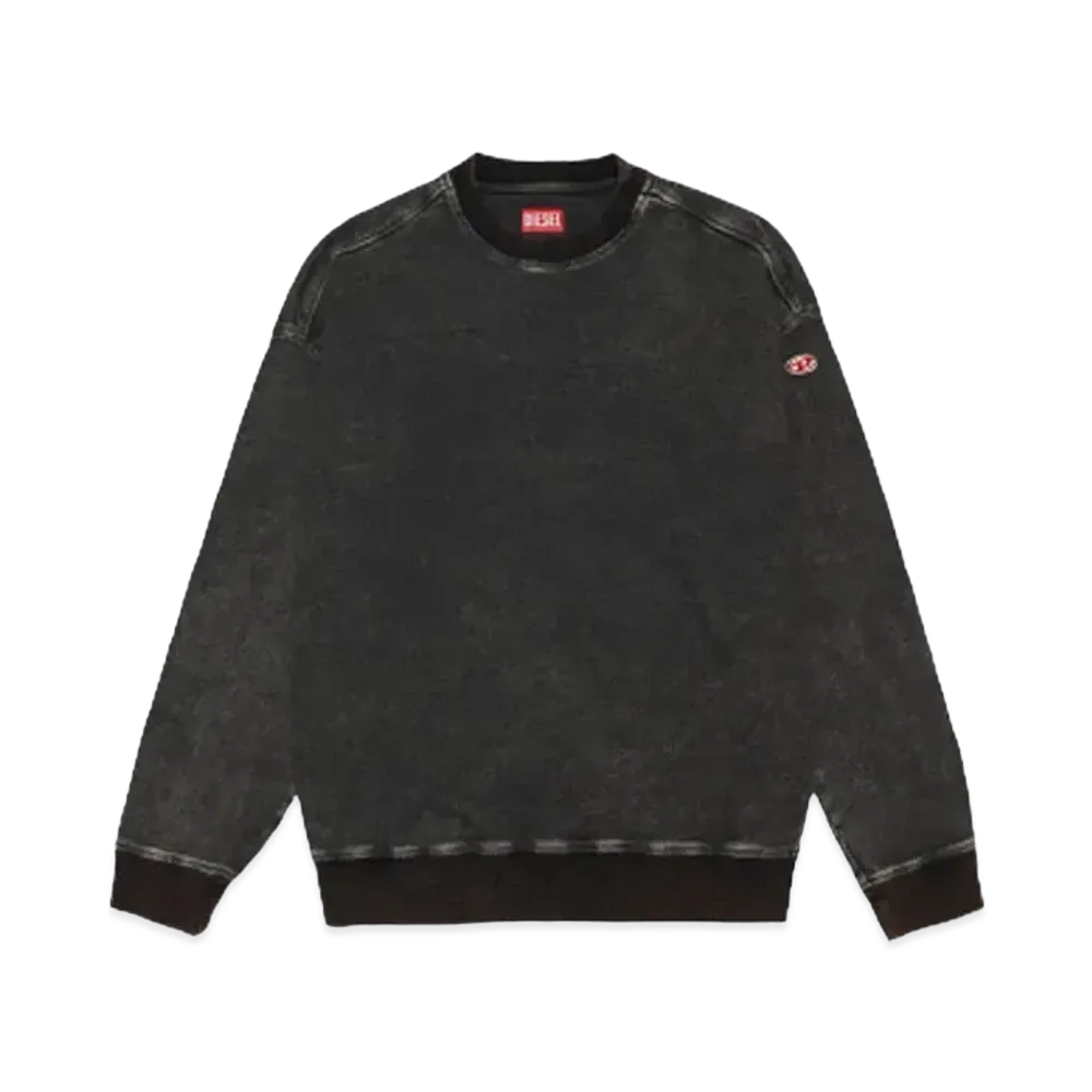 DIESEL D-Krib Track Denim Sweatshirt "BLACK/DARK GRAY"
