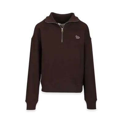Maison Kitsune Women's "Baby Fox" Half-Zip Sweatshirt "Brown"