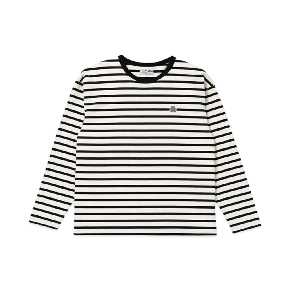BlackEyePatch OG LABEL BORDERED L/S TEE "Black/White"