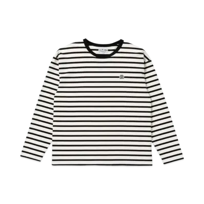 BlackEyePatch OG LABEL BORDERED L/S TEE "Black/White"