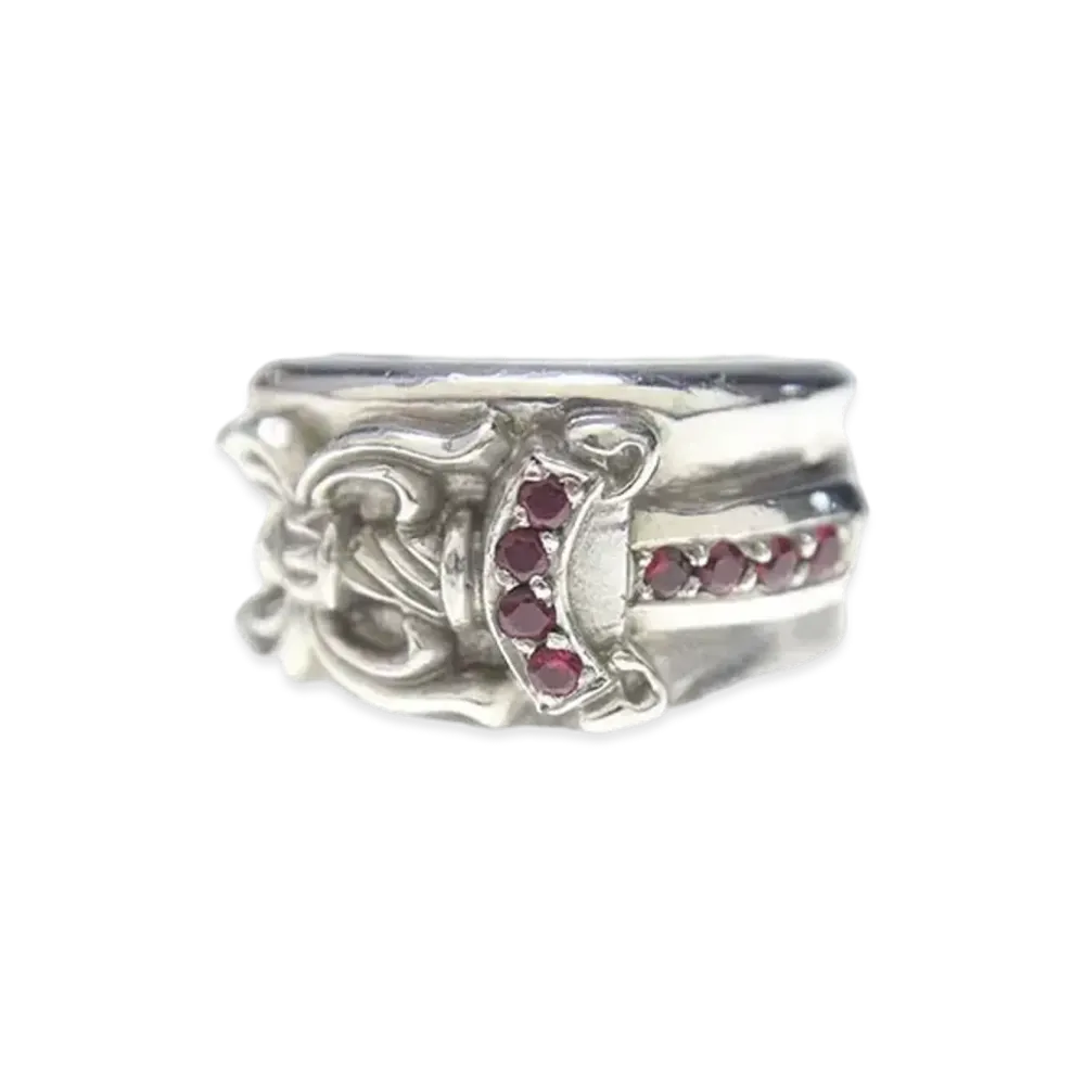 Chrome Hearts 18K Dagger Pave Ruby Ring "White Gold"