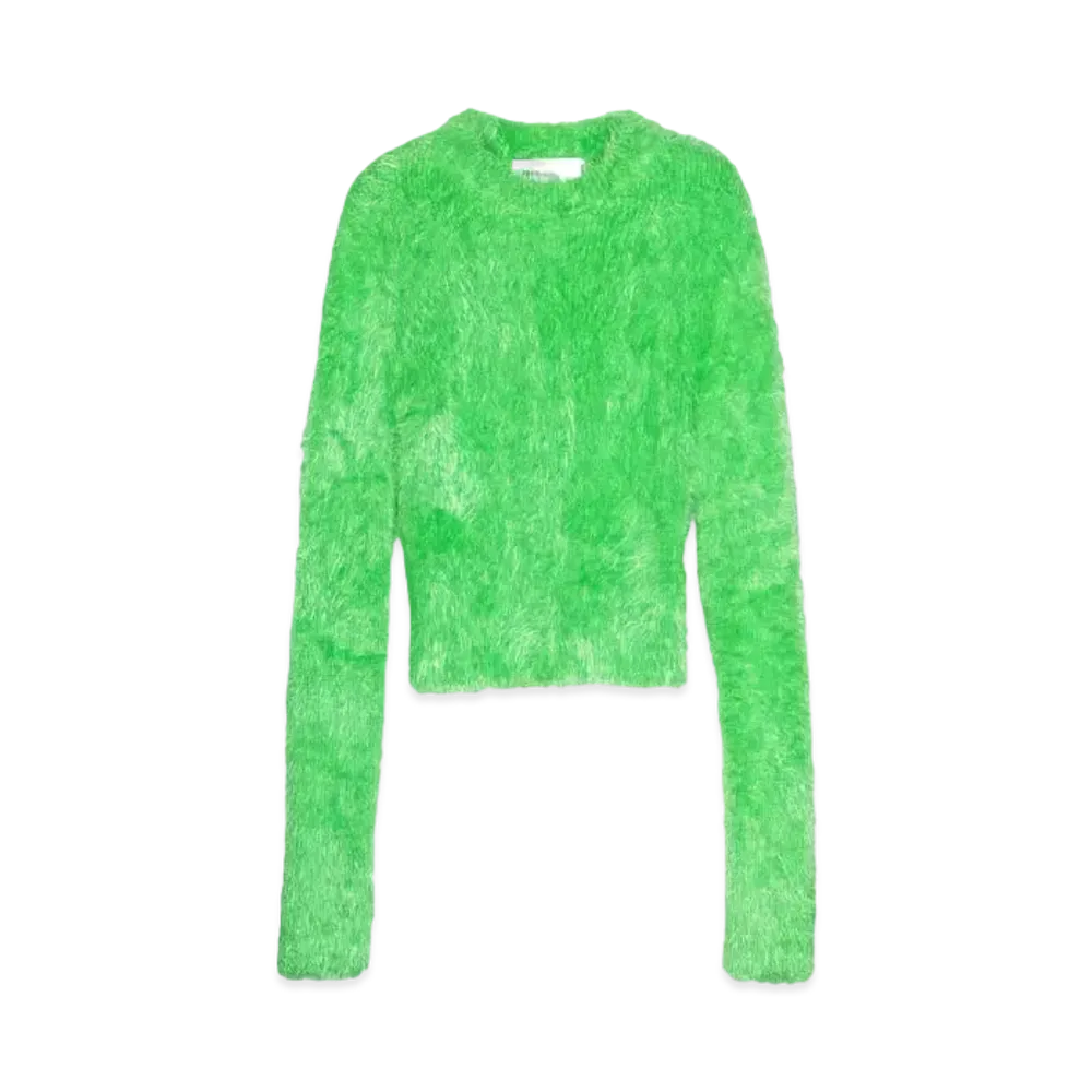 Marine serre WILD PUFFY KNIT FITTED SWEATER "BRIGHT GREEN"