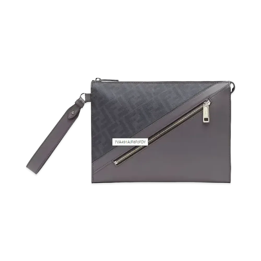 FENDI Diagonal Flat Pouch "Gray"