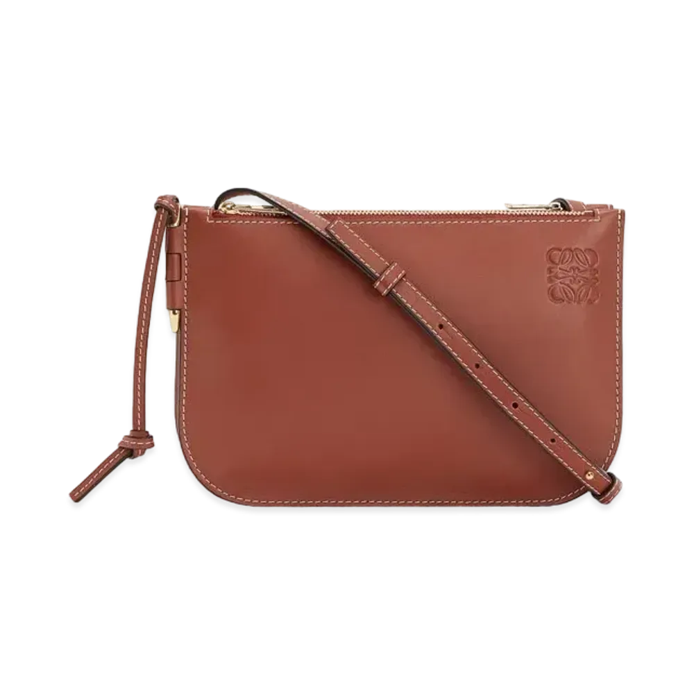 LOEWE Gate Double Zip Pouch In Soft Calfskin "Rust Color"