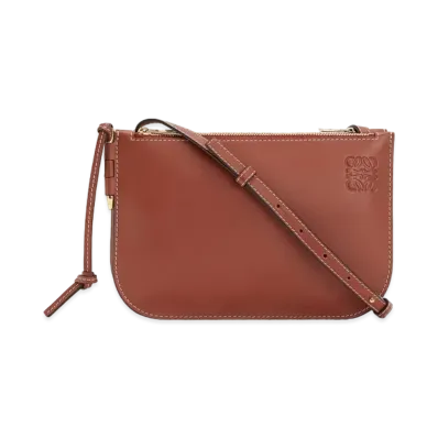 LOEWE Gate Double Zip Pouch In Soft Calfskin "Rust Color"