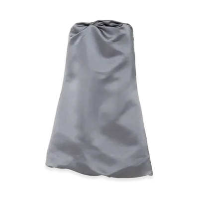 PRADA Women's Strapless Satin and Ponge Mini Dress "Iron Grey"